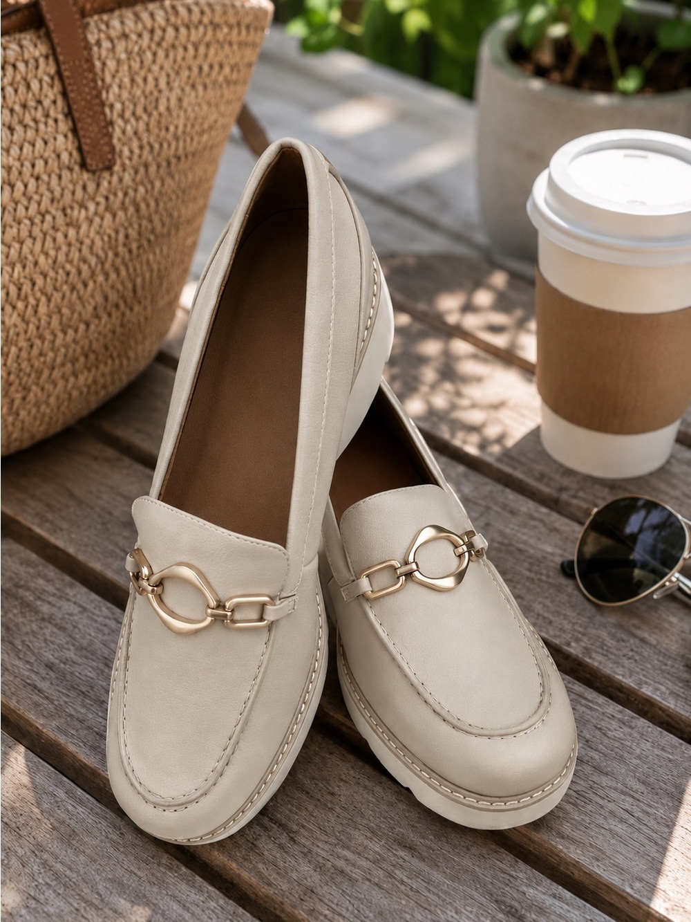 Naturalizer Dylan Lug Loafer w/Gold Chainlink Detail Preppy Classic Casual 9.5